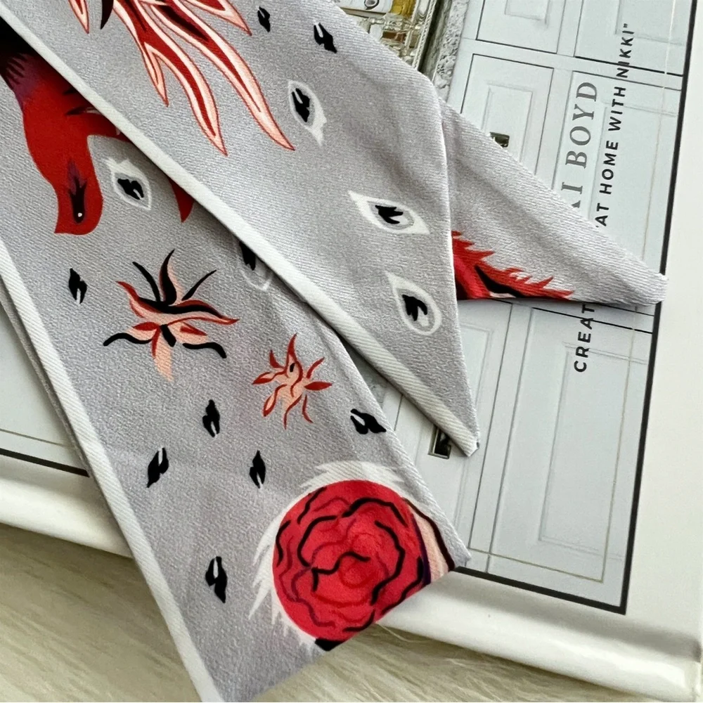 Scarlet Bird Twilly Scarf Bag Handle Satin Wrap